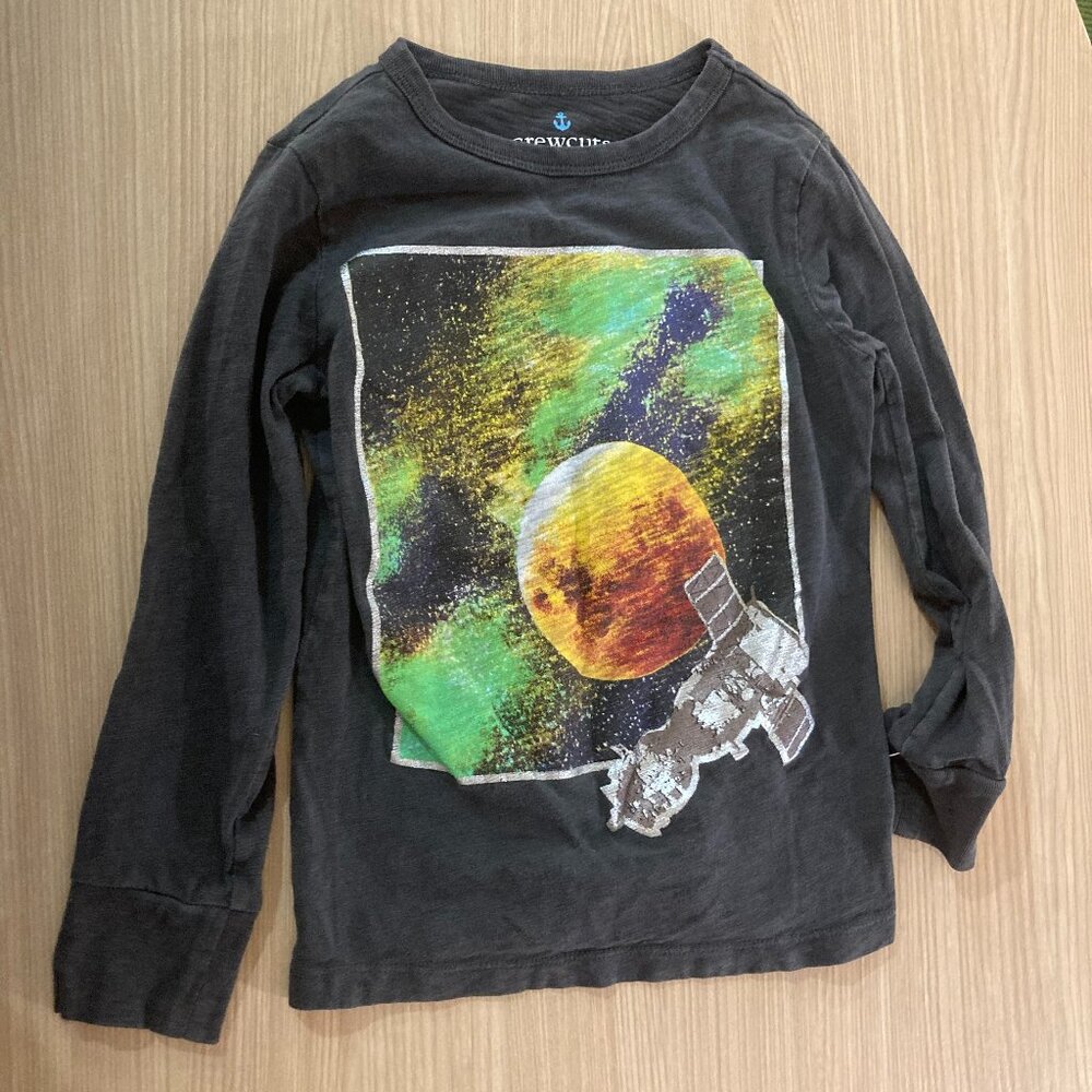 Crewcuts Long Sleeve T Shirt XS Xtra Small 4-5 Dark Grey Space Graphic Planet